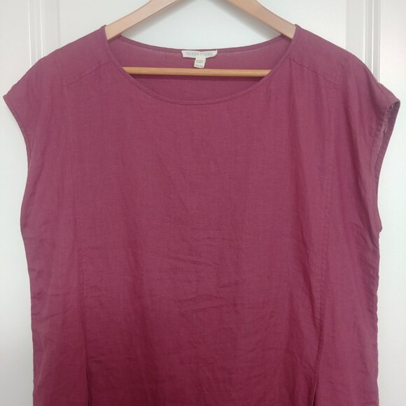 Eileen Fisher 100% organic linen raspberry pink dress XS - Picture 3 of 10